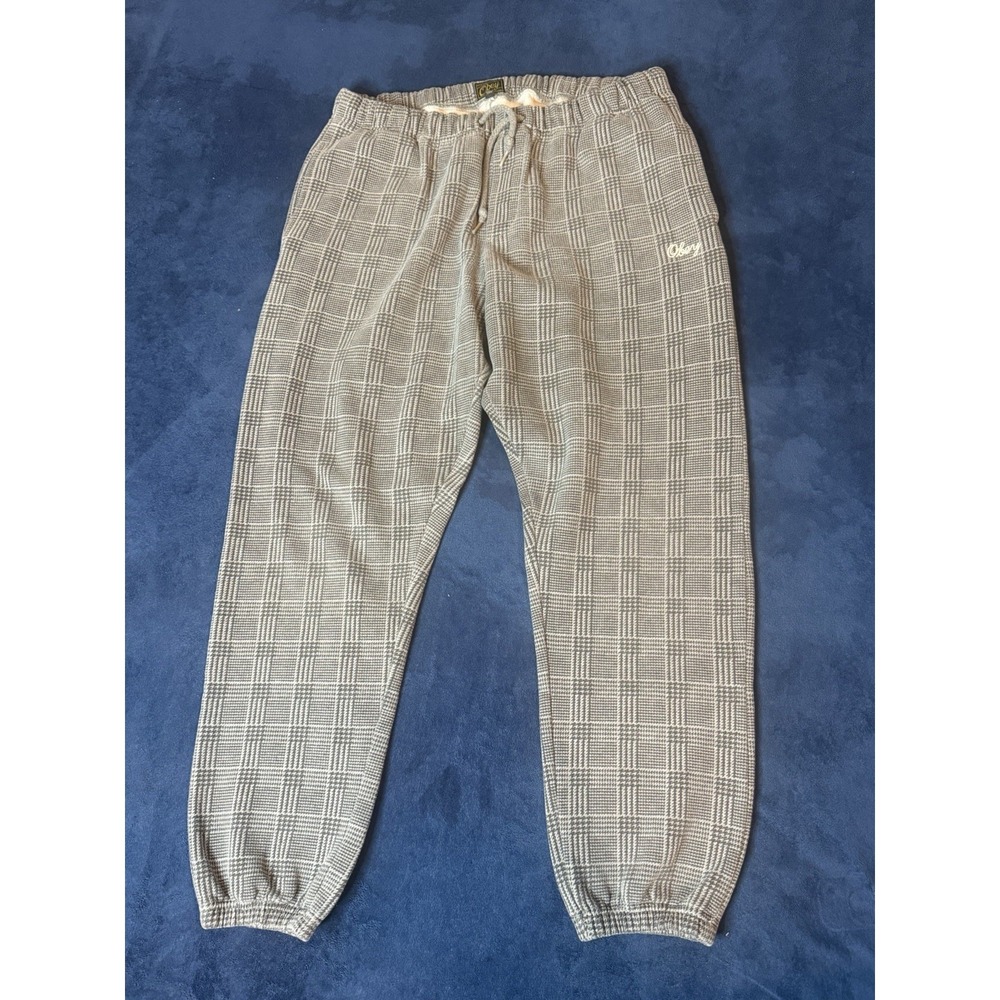 Obey Houndstooth Joggers Gray Men's Sz Medium (See Photos)